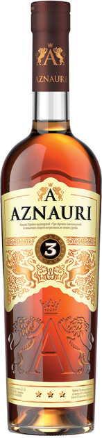 Aznauri 3 зірки 0.5л бренді 40%