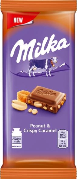 Шоколад молочный Milka карамель с арахисом 90г
