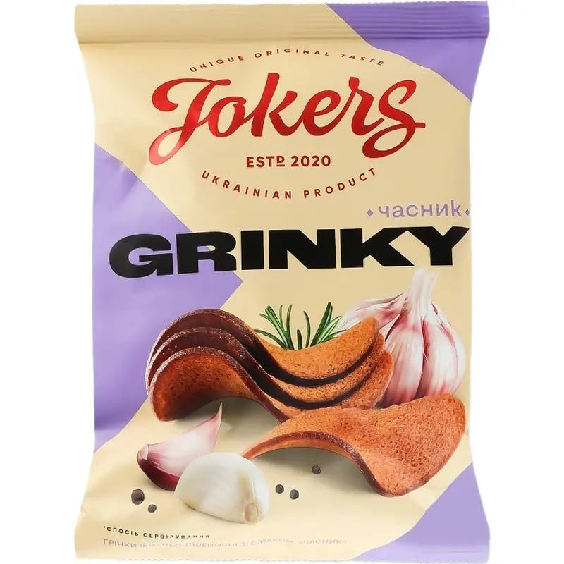 Грінки Jokers житньо-пшеничні зі смаком часнику 80 г