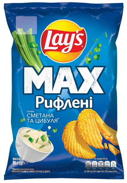 Чипси Lay's MAX Ridged Сметана-Цибуля 95 г