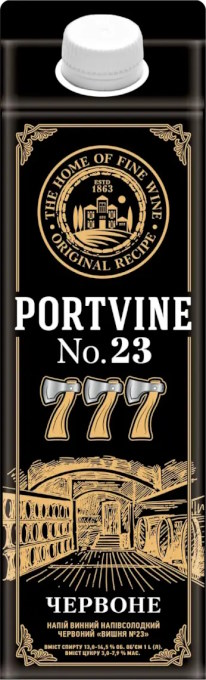 Напій винний Portvine 777 Вишня №23 червоне напівсолодке 1л 14.5%