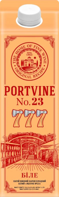 Винний напій Portvine 777 Яблуко №23 біле напівсолодке 1л 14.5%