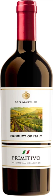 Вино San Martino Primitivo Puglia IGP червоне сухе 0.75л 13%