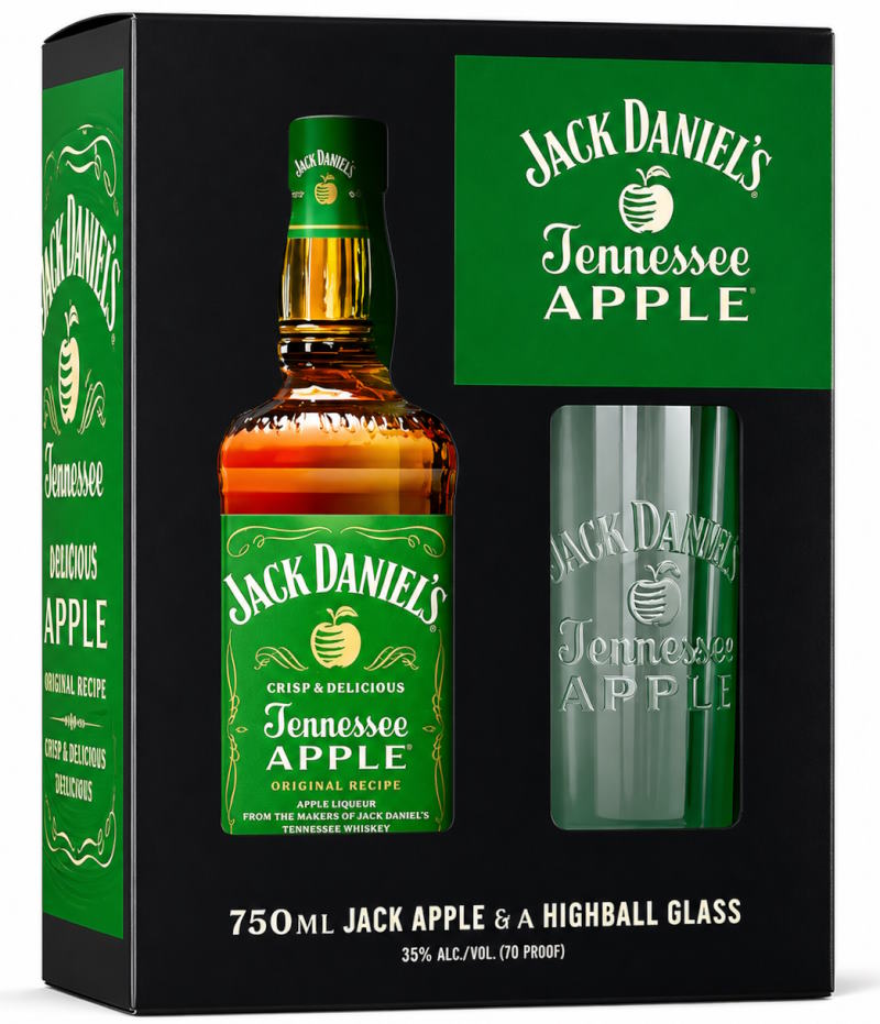 Лікер Jack Daniels Apple 0.7л 35% + склянка