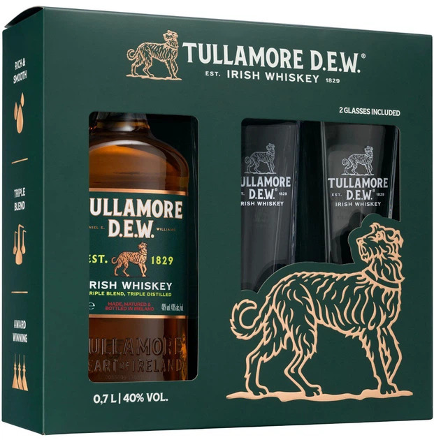 Tullamore DEW Original 0.7л віскі 40% + 2 склянки Хайболл